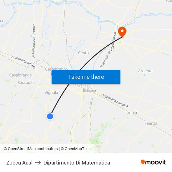 Zocca Ausl to Dipartimento Di Matematica map