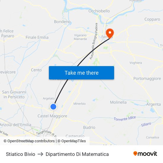 Stiatico Bivio to Dipartimento Di Matematica map