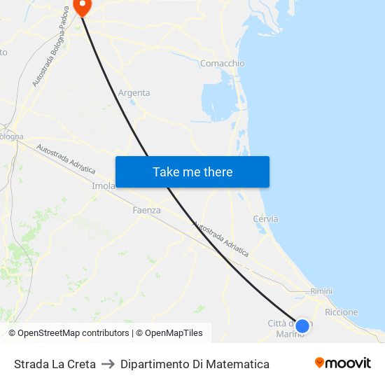 Strada La Creta to Dipartimento Di Matematica map