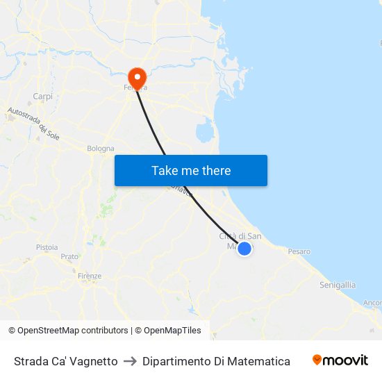 Strada Ca' Vagnetto to Dipartimento Di Matematica map