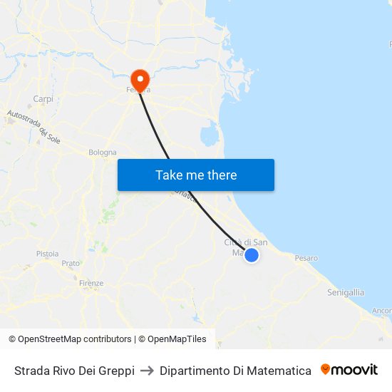 Strada Rivo Dei Greppi to Dipartimento Di Matematica map