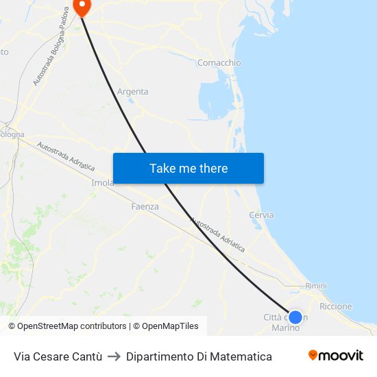 Via Cesare Cantù to Dipartimento Di Matematica map