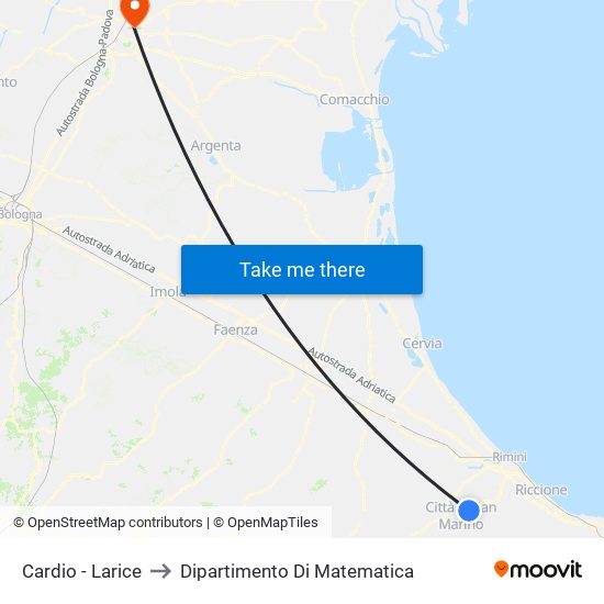 Cardio - Larice to Dipartimento Di Matematica map