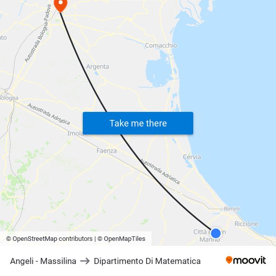 Angeli - Massilina to Dipartimento Di Matematica map