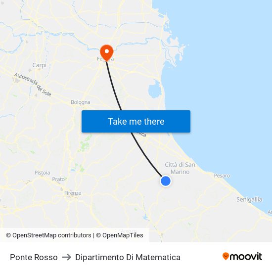 Ponte Rosso to Dipartimento Di Matematica map