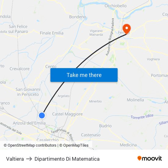 Valtiera to Dipartimento Di Matematica map