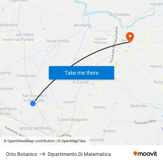 Orto Botanico to Dipartimento Di Matematica map