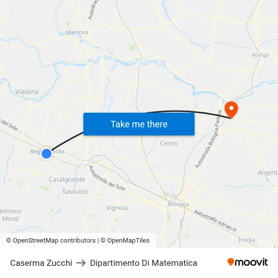Caserma Zucchi to Mathematics Department map