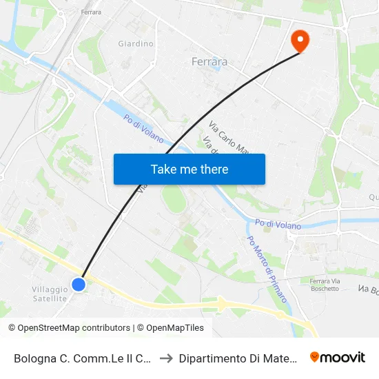 Bologna Il Castello Shopping Center to Mathematics Department map
