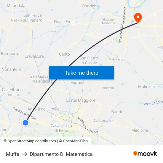 Muffa to Mathematics Department map
