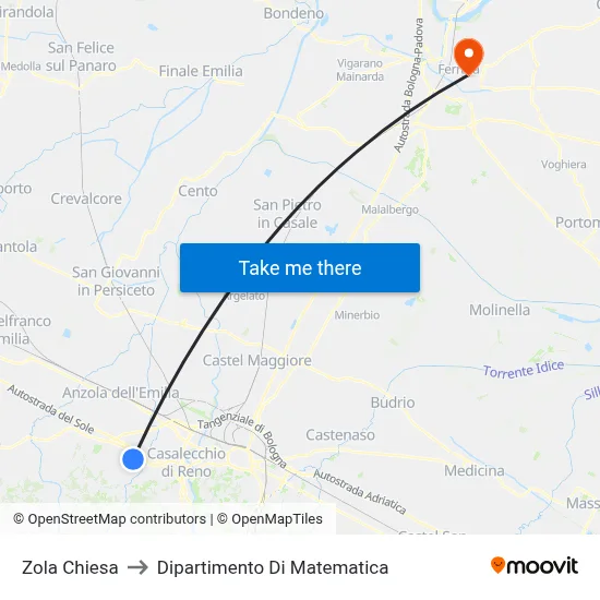 Zola Church to Department of Mathematics map
