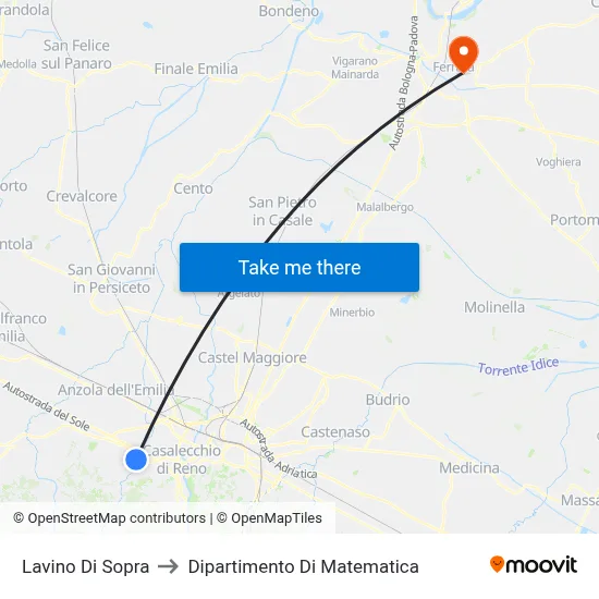 Upper Lavino to Mathematics Department map