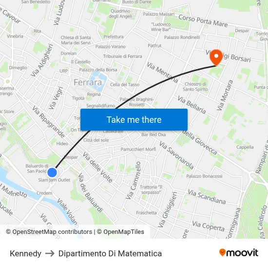 Kennedy to Mathematics Department map