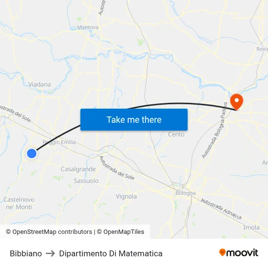 Bibbiano to Mathematics Department map