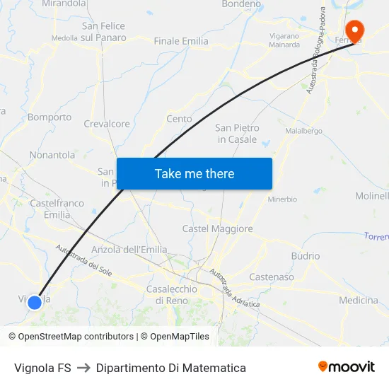 Vignola Railway Station to Mathematics Department map