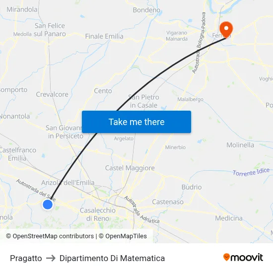 Pragatto to Mathematics Department map