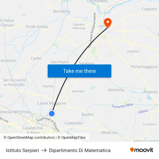 Serpieri Institute to Mathematics Department map