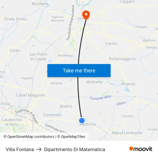Villa Fontana to Dipartimento Di Matematica map