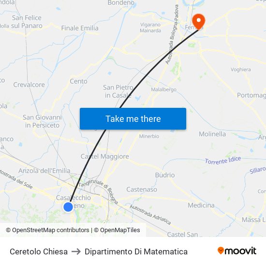 Ceretolo Chiesa to Dipartimento Di Matematica map