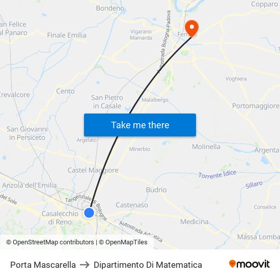 Porta Mascarella to Dipartimento Di Matematica map