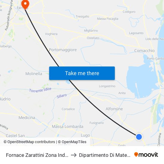 Fornace Zarattini Zona Industriale to Dipartimento Di Matematica map