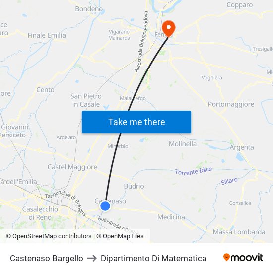 Castenaso Bargello to Dipartimento Di Matematica map