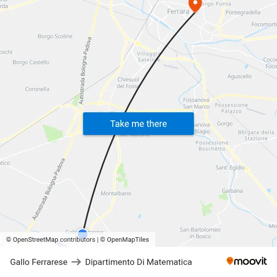 Gallo Ferrarese to Mathematics Department map