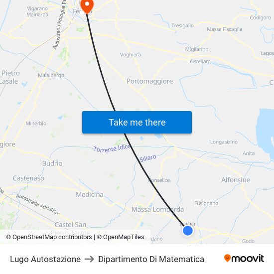 Lugo Autostazione to Dipartimento Di Matematica map