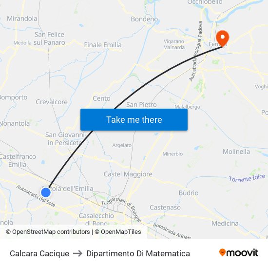Calcara Cacique to Dipartimento Di Matematica map