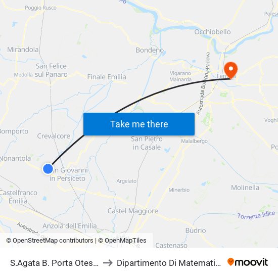 S.Agata B. Porta Otesia to Dipartimento Di Matematica map