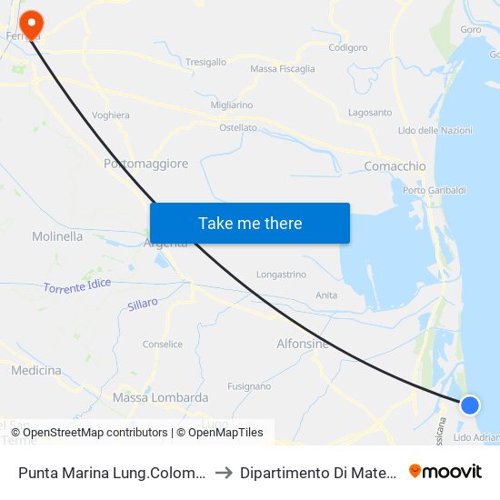 Punta Marina Lung.Colombo-Sirti to Dipartimento Di Matematica map