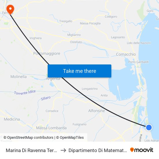 Marina Di Ravenna Terme to Dipartimento Di Matematica map