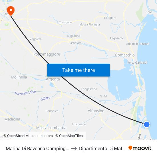 Marina Di Ravenna Camping Piomboni to Dipartimento Di Matematica map