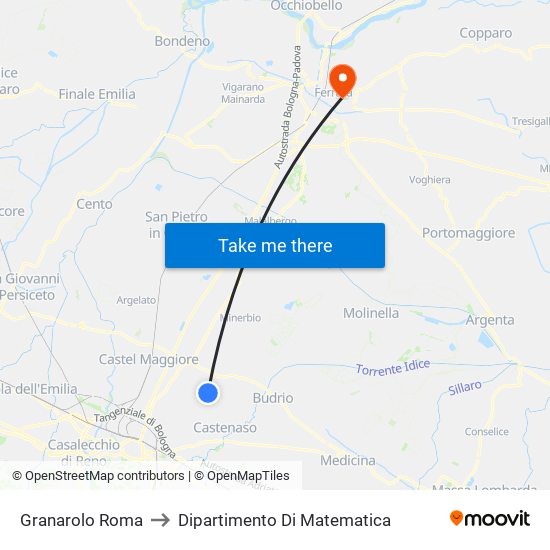 Granarolo Roma to Dipartimento Di Matematica map