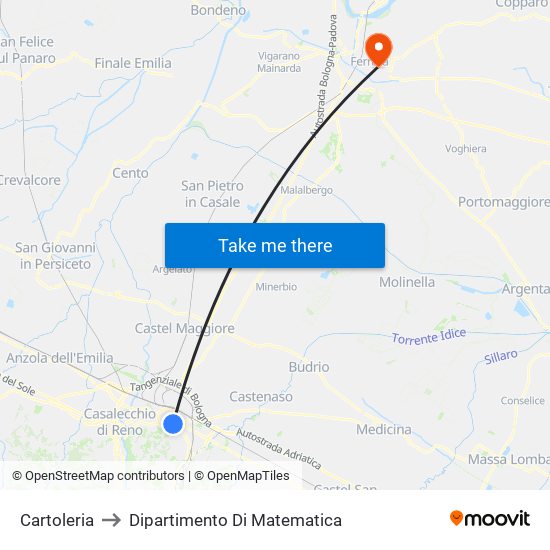 Cartoleria to Dipartimento Di Matematica map