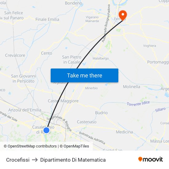 Crocefissi to Dipartimento Di Matematica map