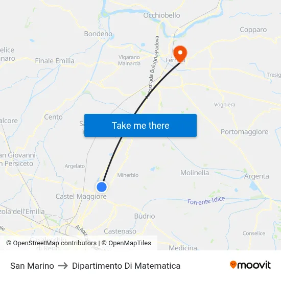 San Marino to Mathematics Department map