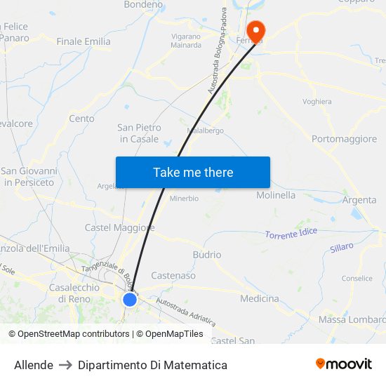 Allende to Dipartimento Di Matematica map