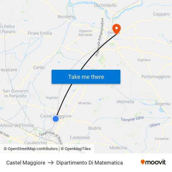 Castel Maggiore to Dipartimento Di Matematica map