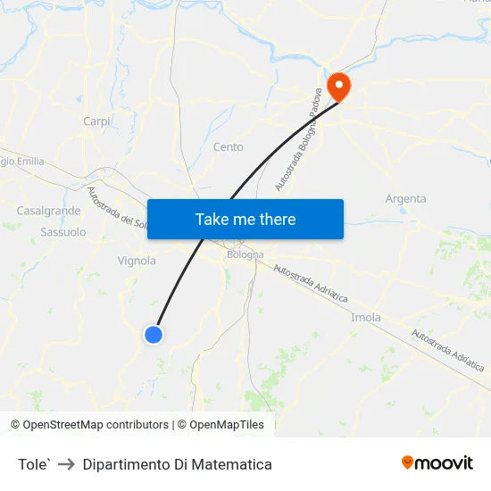 Tole to Mathematics Department map
