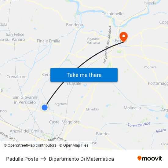 Padulle Poste to Dipartimento Di Matematica map