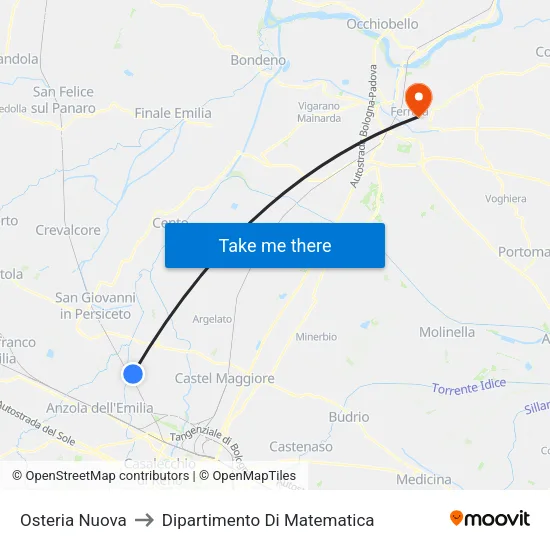 Osteria Nuova to Dipartimento Di Matematica map