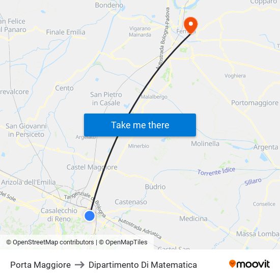 Porta Maggiore to Dipartimento Di Matematica map