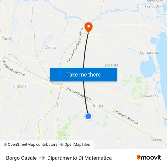 Casale Borough to Mathematics Department map