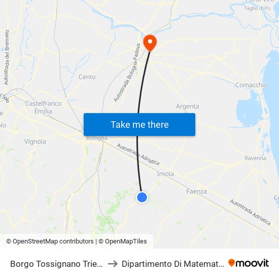 Borgo Tossignano Trieste to Dipartimento Di Matematica map