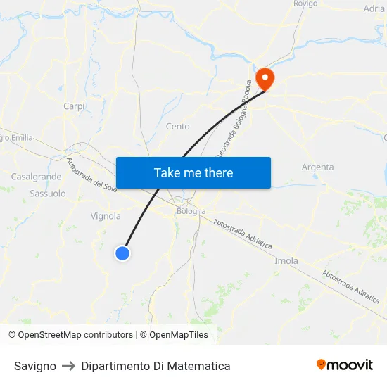 Savigno to Mathematics Department map