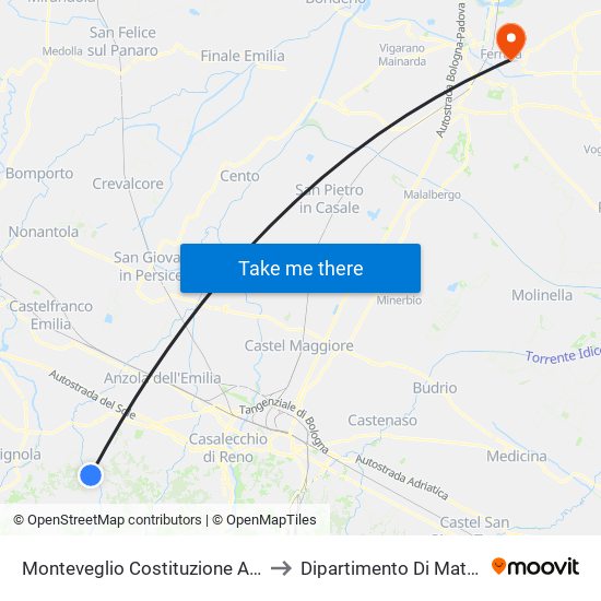 Monteveglio Costituzione Anna Frank to Dipartimento Di Matematica map