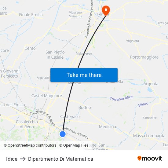 Idice to Dipartimento Di Matematica map