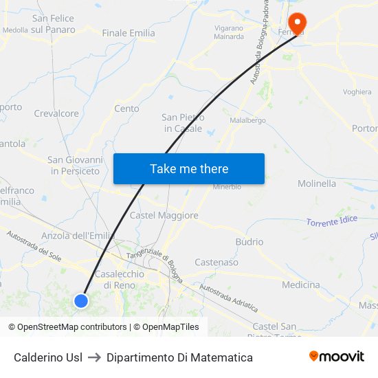 Calderino Usl to Dipartimento Di Matematica map