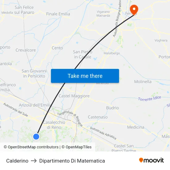 Calderino to Mathematics Department map
